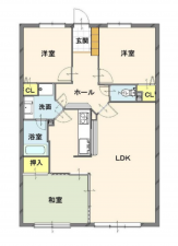 岡山市北区西古松、マンションの間取り画像です