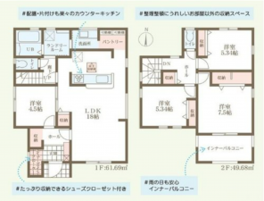 岡山市北区中撫川、新築一戸建ての間取り画像です