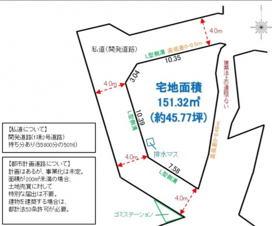 岡山市北区中撫川、土地の間取り画像です