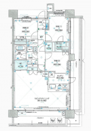 岡山市北区西古松、マンションの間取り画像です