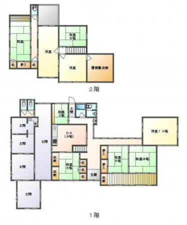 岡山市北区建部町品田、中古一戸建ての間取り画像です