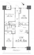 岡山市北区庭瀬、マンションの間取り画像です