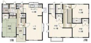 岡山市北区小山、中古一戸建ての間取り画像です
