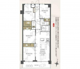 岡山市北区西之町、マンションの間取り画像です