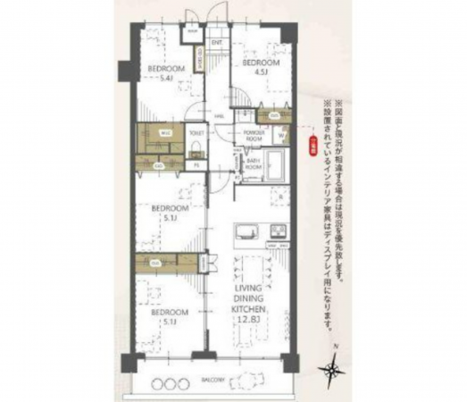 岡山市北区西之町、マンションの間取り画像です