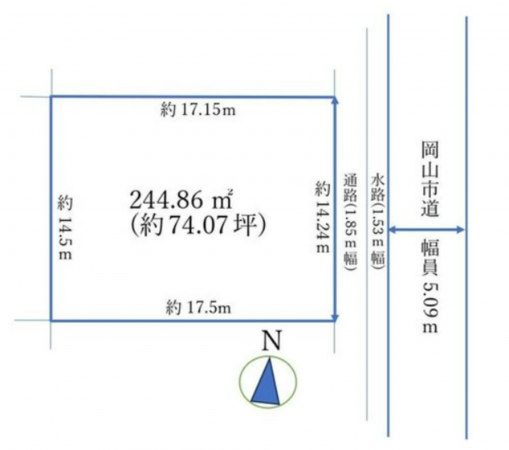 岡山市北区大安寺中町、土地の間取り画像です