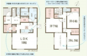 岡山市北区一宮、新築一戸建ての間取り画像です