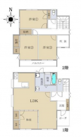 岡山市北区津高、中古一戸建ての間取り画像です
