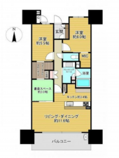 岡山市北区問屋町、マンションの間取り画像です