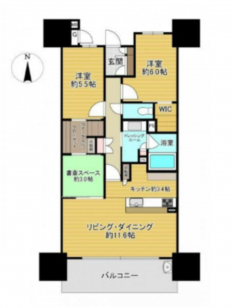 岡山市北区問屋町、マンションの間取り画像です