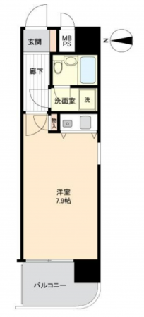 岡山市北区中山下、マンションの間取り画像です