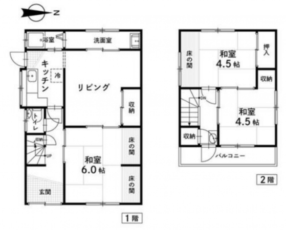 岡山市北区学南町、中古一戸建ての間取り画像です
