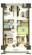 岡山市北区問屋町、マンションの間取り画像です