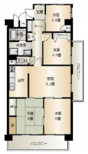 岡山市北区京山、マンションの間取り画像です