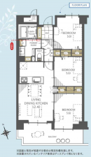 岡山市北区奥田、マンションの間取り画像です