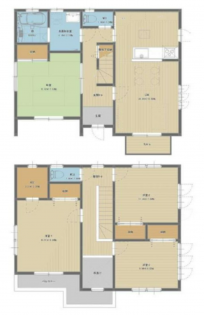 岡山市北区津高台、中古一戸建ての間取り画像です
