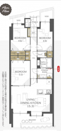 岡山市北区東古松、マンションの間取り画像です