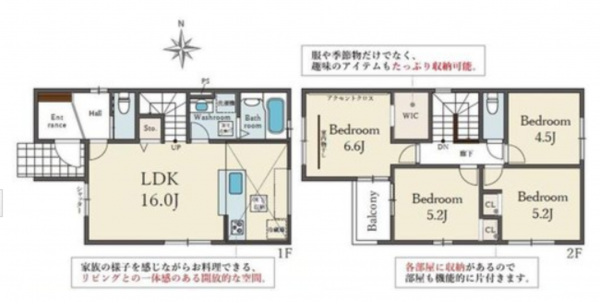 岡山市北区南方、新築一戸建ての間取り画像です
