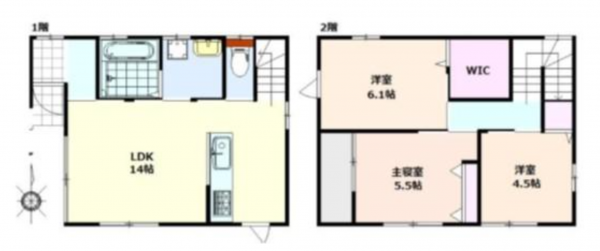 岡山市北区北長瀬本町、中古一戸建ての間取り画像です