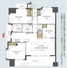 岡山市北区東古松、マンションの間取り画像です
