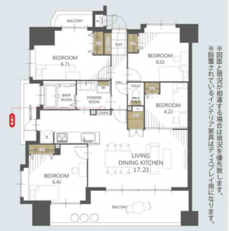 岡山市北区東古松、マンションの間取り画像です