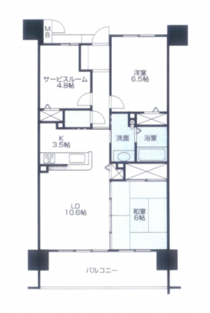 岡山市北区西古松西町、マンションの間取り画像です