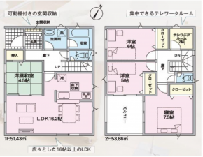 岡山市北区西辛川、新築一戸建ての間取り画像です