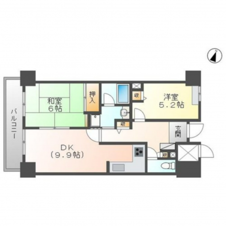 岡山市北区国体町、マンションの間取り画像です