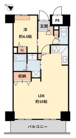 岡山市北区国体町、マンションの間取り画像です