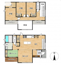 岡山市北区今保、中古一戸建ての間取り画像です