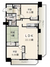 岡山市北区厚生町、マンションの間取り画像です