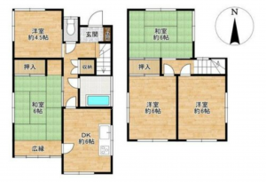 岡山市北区西崎、中古一戸建ての間取り画像です
