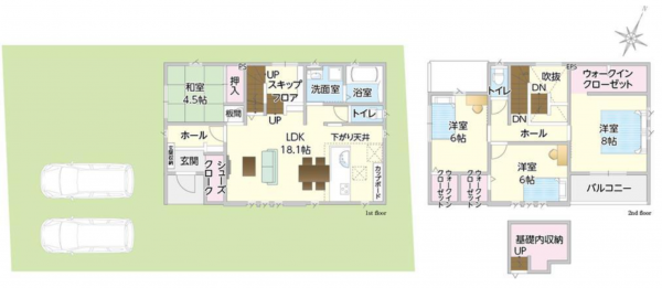 岡山市北区楢津、新築一戸建ての間取り画像です