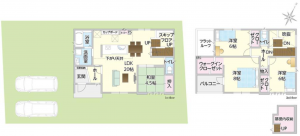 岡山市北区楢津、新築一戸建ての間取り画像です