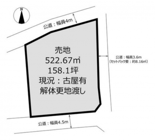岡山市北区津島東、土地の間取り画像です
