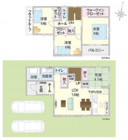 岡山市北区吉備津、新築一戸建ての間取り画像です