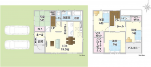 岡山市北区吉備津、新築一戸建ての間取り画像です