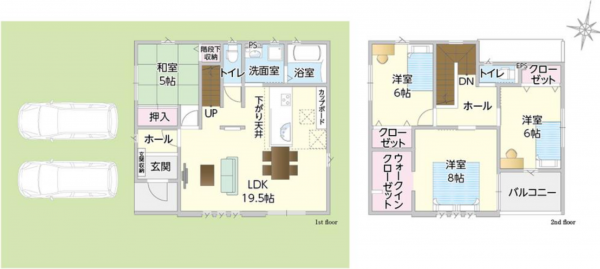岡山市北区吉備津、新築一戸建ての間取り画像です