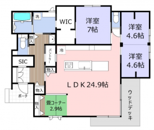岡山市北区撫川、中古一戸建ての間取り画像です