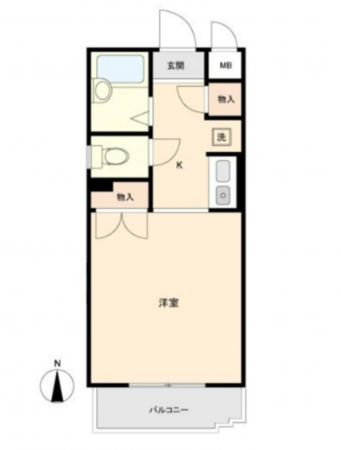 岡山市北区西古松、マンションの間取り画像です
