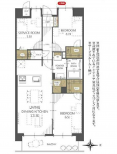 岡山市北区大元、マンションの間取り画像です