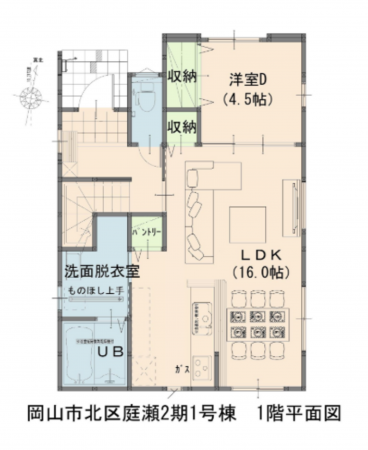 岡山市北区庭瀬、新築一戸建ての間取り画像です