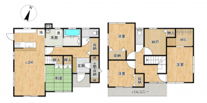 岡山市北区津高、中古一戸建ての間取り画像です
