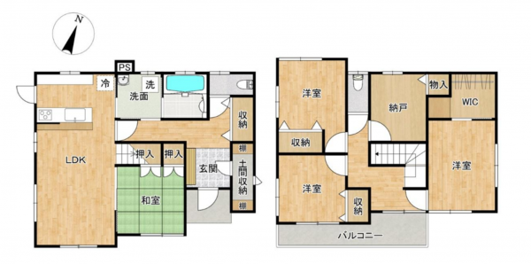 岡山市北区津高、中古一戸建ての間取り画像です