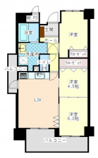 岡山市北区奥田、マンションの間取り画像です