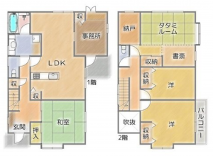 岡山市北区白石、中古一戸建ての間取り画像です
