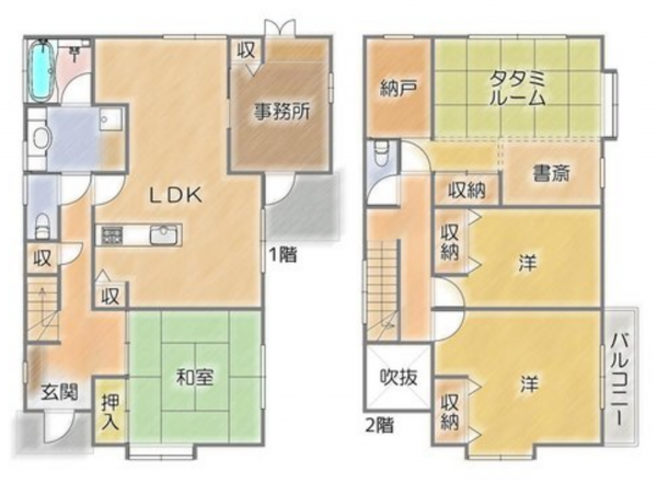 岡山市北区白石、中古一戸建ての間取り画像です