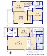 岡山市北区一宮、新築一戸建ての間取り画像です