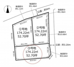 岡山市北区津島東、土地の間取り画像です