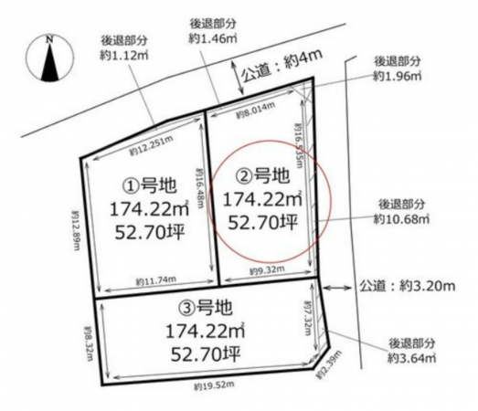 岡山市北区津島東、土地の間取り画像です